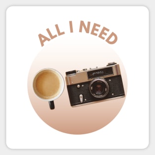 All I need is coffee and my camera Sticker